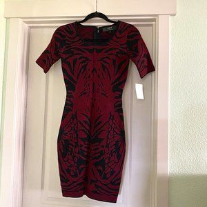MLV Bodycon Roberta Dress Maroon/Black Dress Sz S